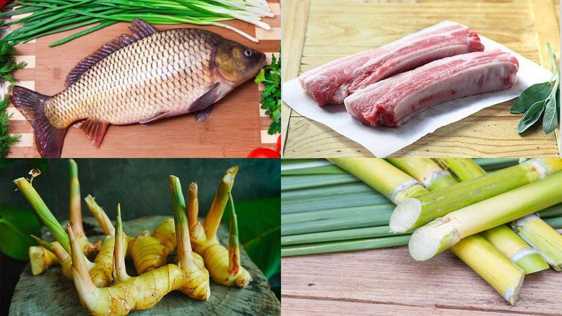 Ingredients for the dish of braised fish from Vũ Đại village