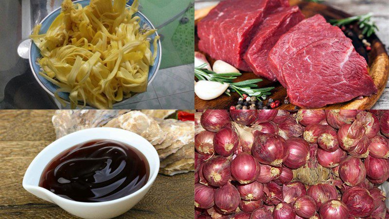 Ingredients for stir-fried jackfruit fiber dish