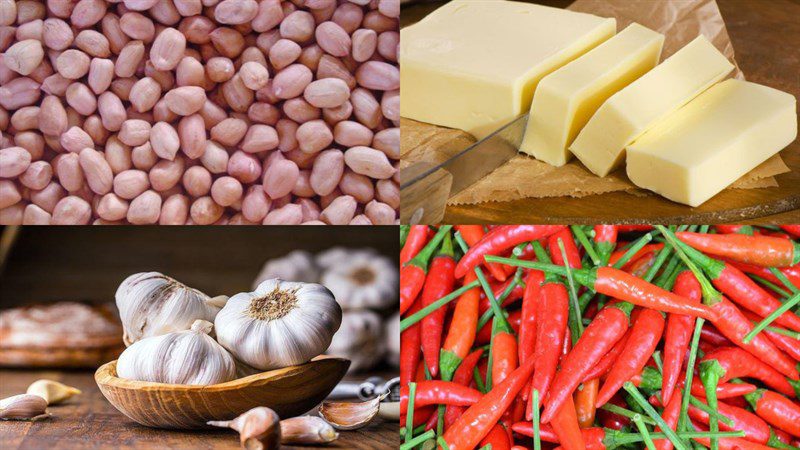 Ingredients for roasted peanuts with garlic butter, five-spice roasted peanuts, roasted peanuts