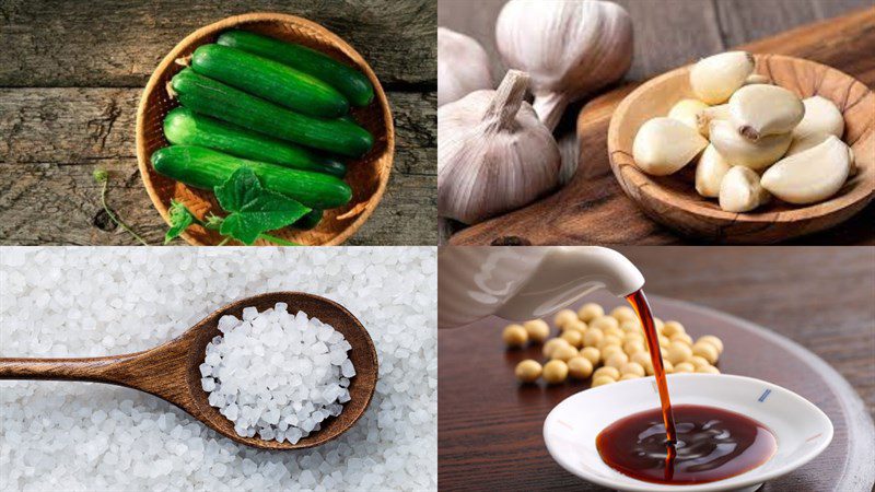 Ingredients for pickled vegetarian cucumber