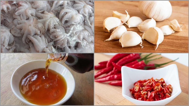 Ingredients for the dish 2 ways to make fried octopus with fish sauce and tamarind sauce