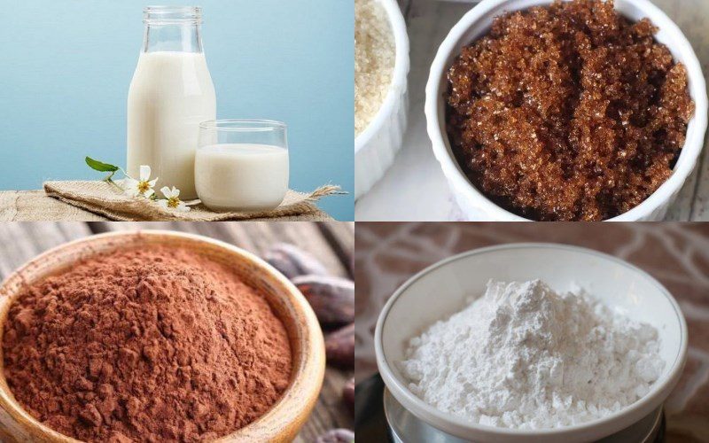 Ingredients for fresh milk with black sugar tapioca