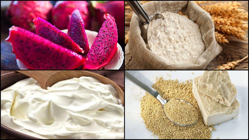 Ingredients for dragon fruit bun dish