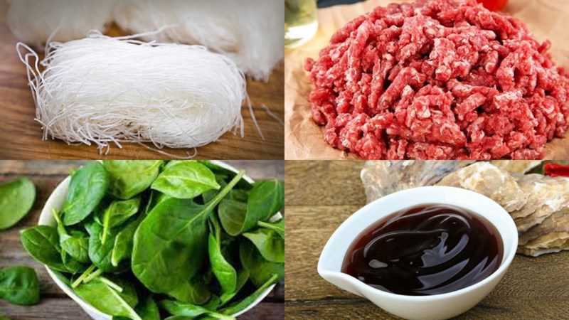 Ingredients for minced beef stir-fried vermicelli