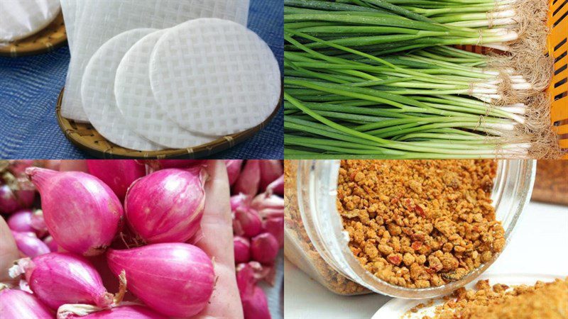 Ingredients for mixed rice paper with scallions