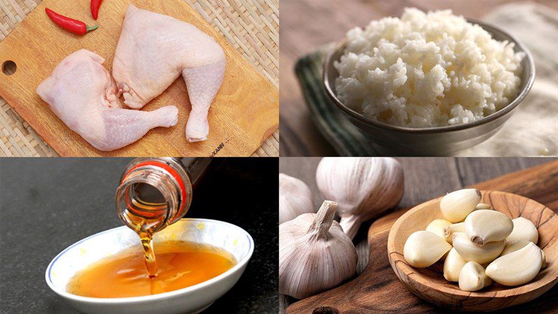 Ingredients for garlic fried rice dish