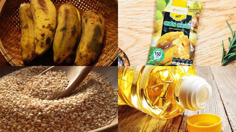 Ingredients for making fried banana sesame