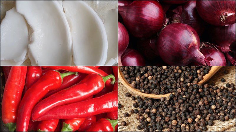 Ingredients for coconut rice braised vegetarian dish