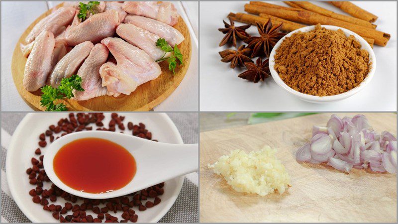 Ingredients for grilled chicken wings with five-spice powder using an air fryer