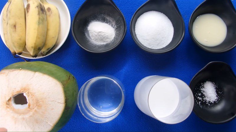 Ingredients for banana coconut jelly dish