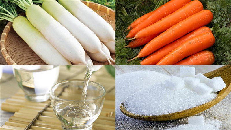 Ingredients for sweet and sour pickled radish dish