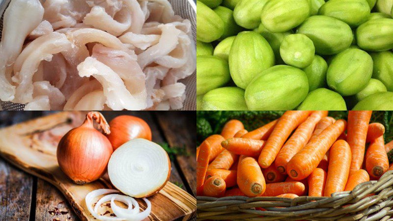 Ingredients for young starfruit salad with beef