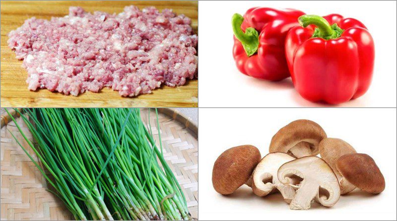 Ingredients for the dish 2 ways to make stuffed shiitake mushrooms with minced meat