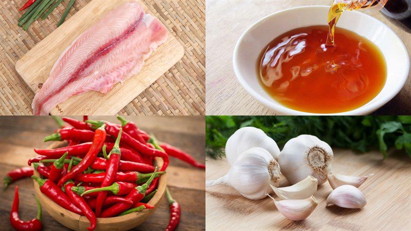 Ingredients for fried basa fish fillet with fish sauce