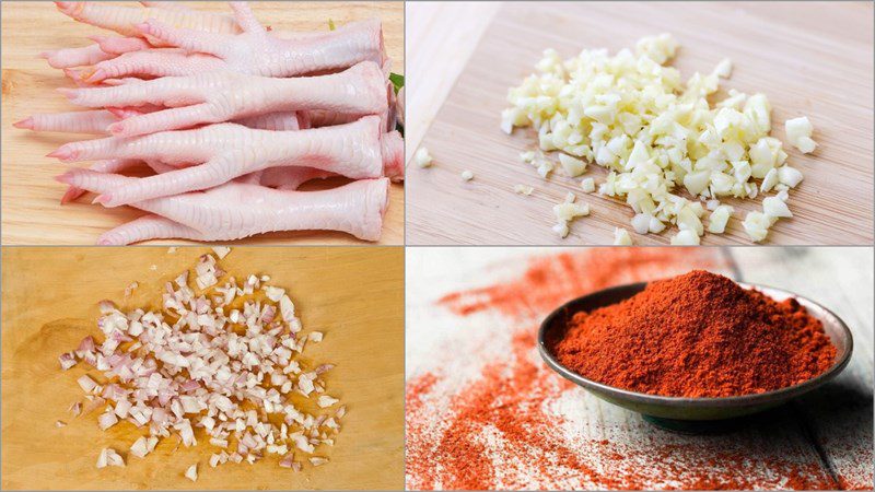 Ingredients for spicy stir-fried chicken feet and lemongrass chili stir-fry