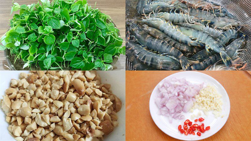 Ingredients for dish 2 making fresh shrimp and crab claw salad and dried shrimp