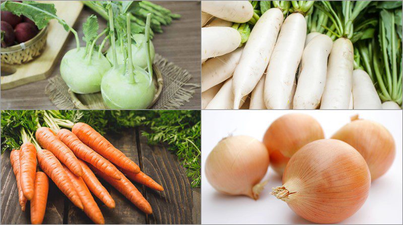 Ingredients for kohlrabi kimchi dish