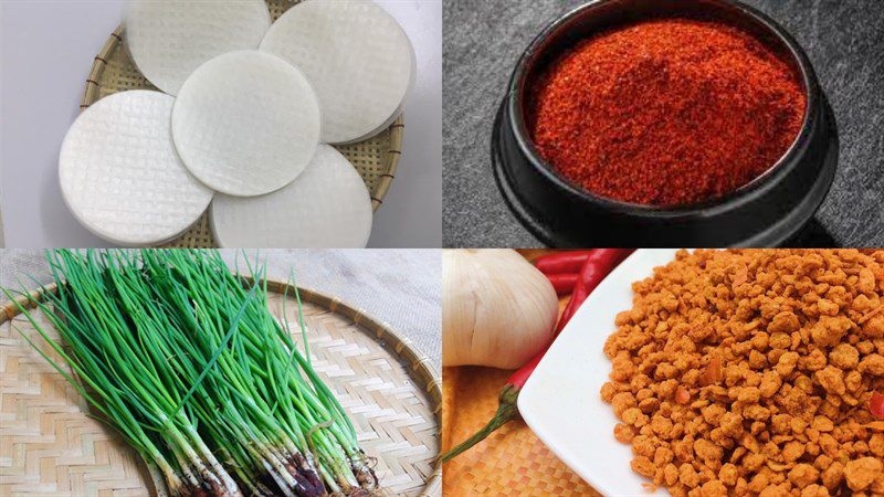 Ingredients for the mixed rice paper dish with scallion oil