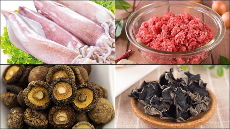 Ingredients for stuffed squid dish