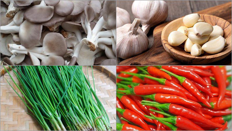 Ingredients for stir-fried oyster mushrooms with eggs