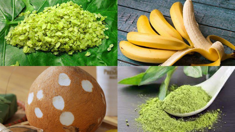 Ingredients for green rice smoothie with coconut milk