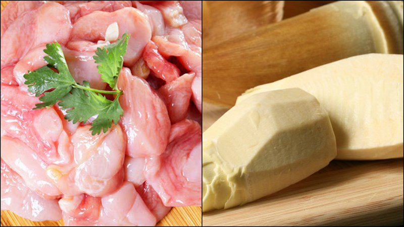 Ingredients for the dish 3 ways to make stir-fried pangasius fish stomach with onion, gourd, and fresh bamboo shoots