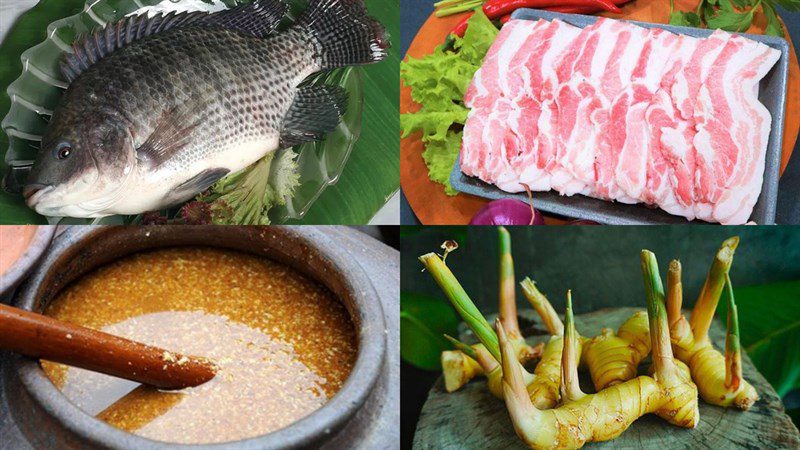 Ingredients for braised tilapia with turmeric sauce