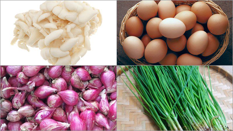 Ingredients for stir-fried oyster mushrooms with eggs