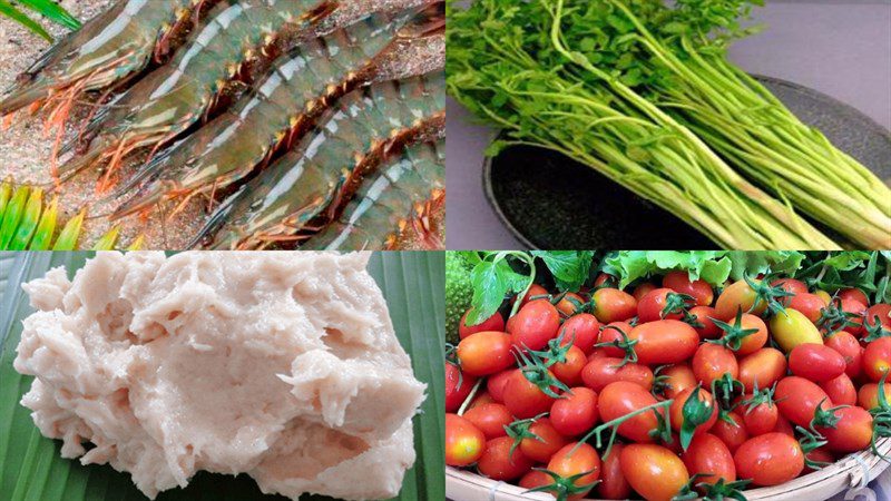 Ingredients for the 2 ways to make shrimp soup with water celery and radish