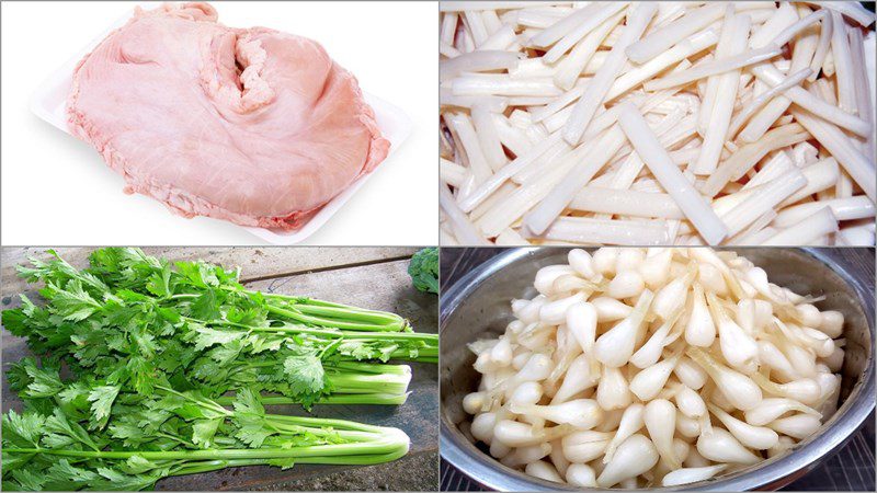 Ingredients for the dish of pig stomach lotus root salad