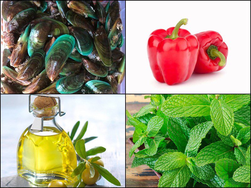 Ingredients for grilled green mussel dish