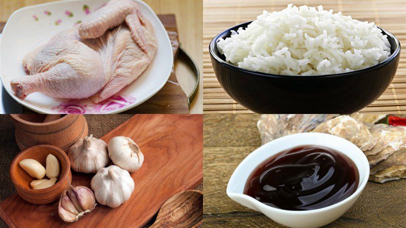 Ingredients for roasted chicken rice dish