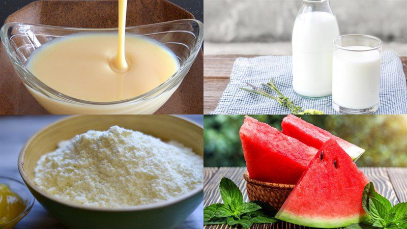 Ingredients for watermelon yogurt dish