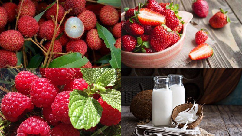 Ingredients for the 3 ways to make lychee smoothie