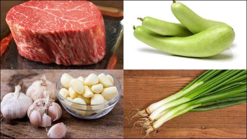 Ingredients for stir-fried gourd with beef