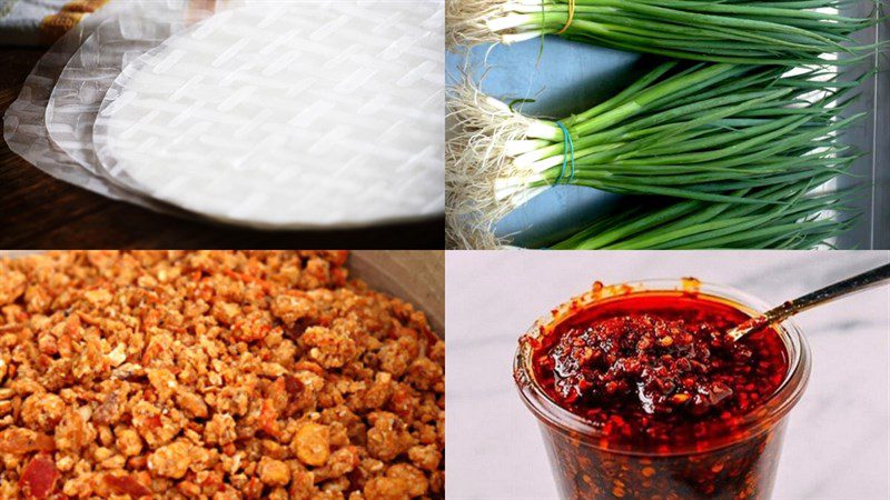 Ingredients for mixed rice paper with garlic oil