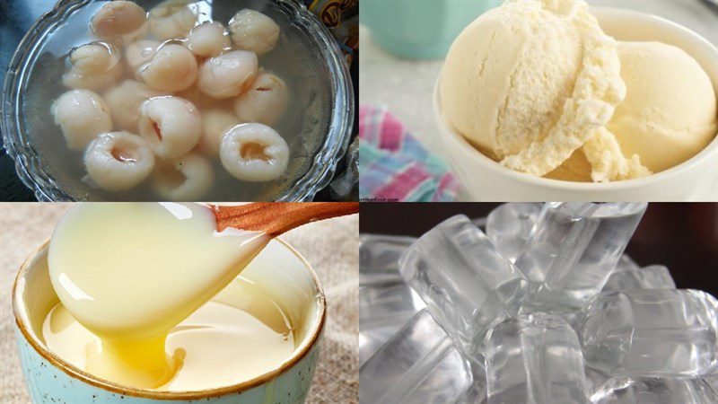 Ingredients for 3 ways to make lychee smoothie