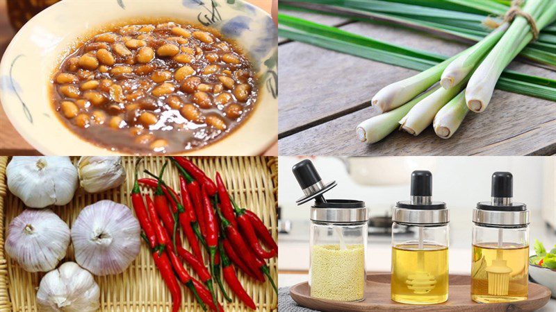 Ingredients for stir-fried fermented soybeans with lemongrass and chili