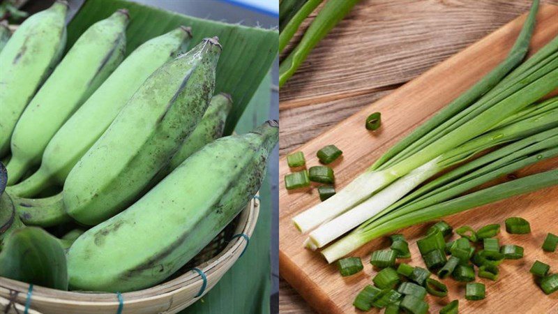 Ingredients for baked bananas with scallions