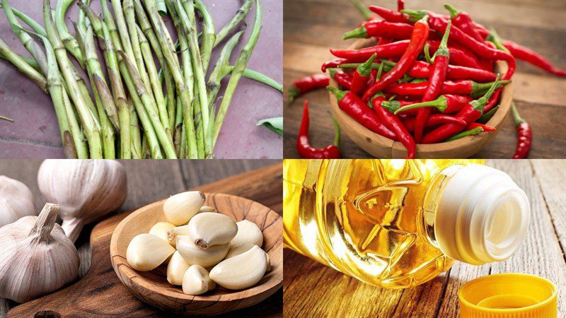 Ingredients for garlic stir-fried water lily stems