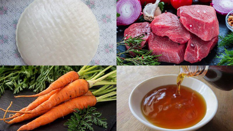 Ingredients for the dish of rice paper rolls