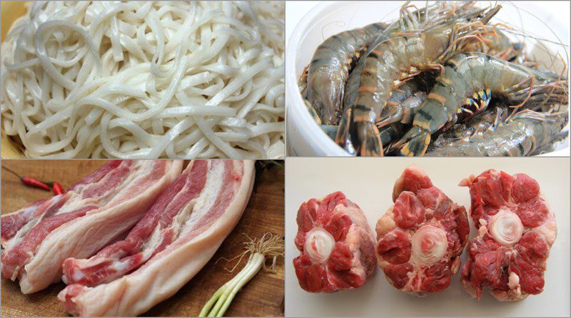 Ingredients for the dish how to cook Quang noodles with shrimp and meat