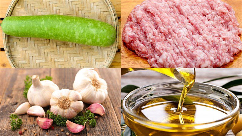 Ingredients for the dish of bottle gourd soup with minced pork