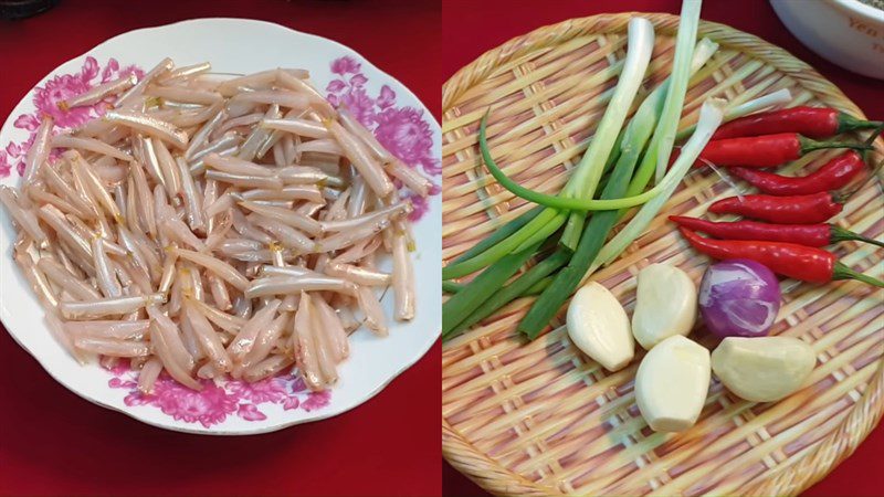 Ingredients for the dish 2 methods of making anchovy stew with dipping sauce and pork belly stew