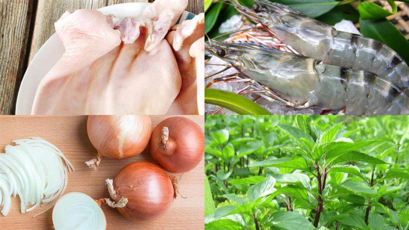 Ingredients for pork ear salad with onion