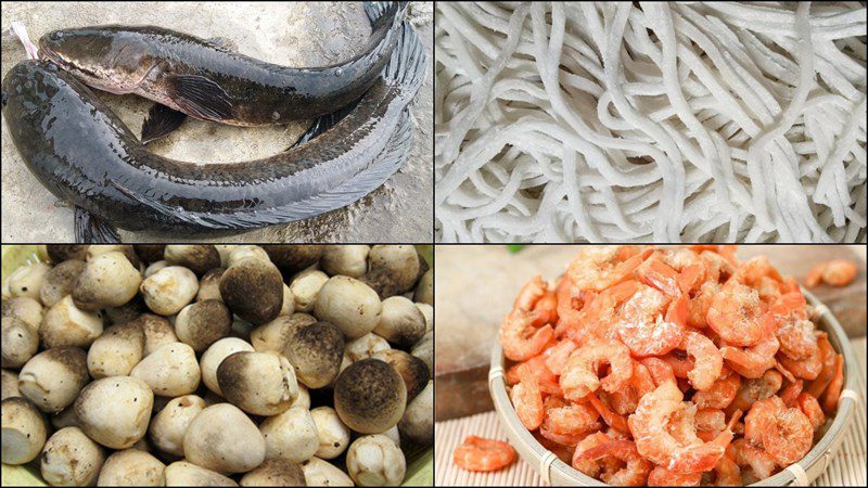 Ingredients for the dish of fish cake noodle soup