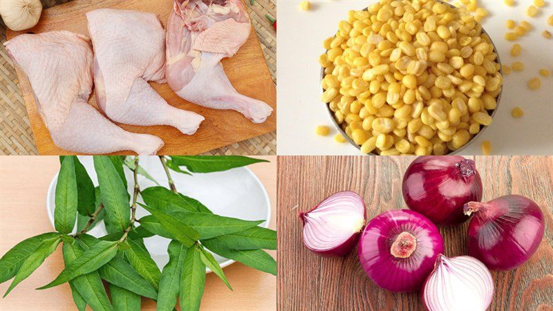 Ingredients for chicken and mung bean porridge