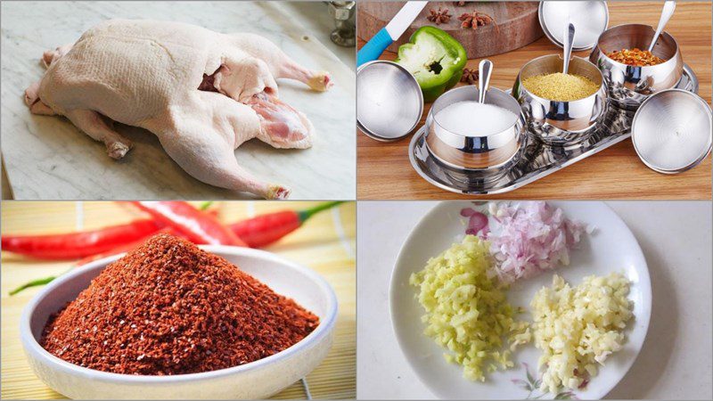 Ingredients for the 2 ways of making spicy salted roasted duck