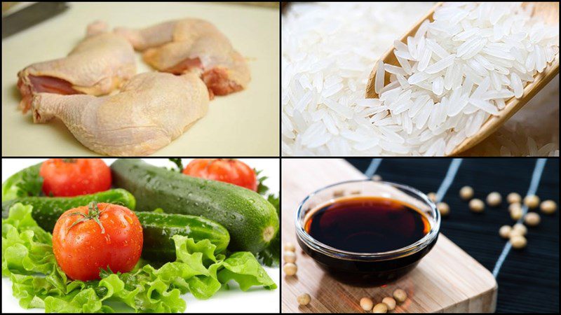 Ingredients for fried chicken rice dish