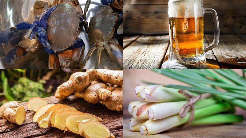 Ingredients for steamed crabs with lemongrass